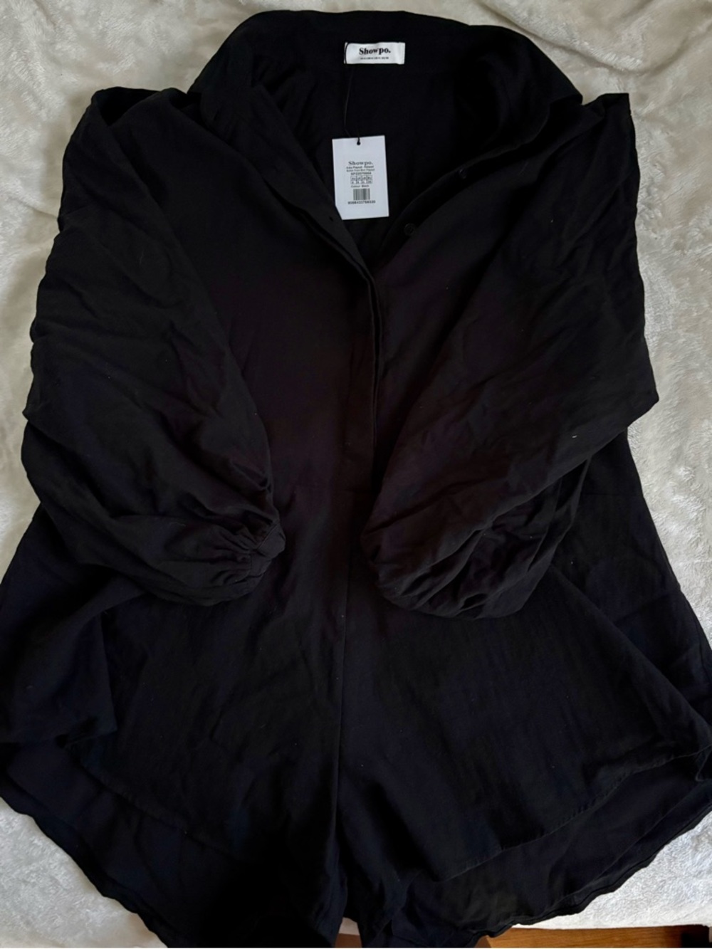Showpo. Black Button-Down Puff Sleeve Top